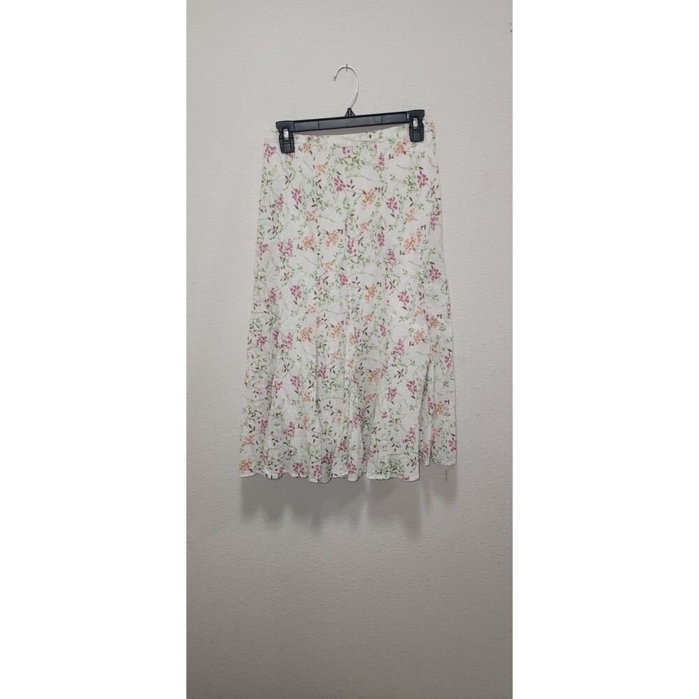 JM Collection White Floral Cottage Core 100% Cotton Comfy Breezy Skirt Sz 4P
